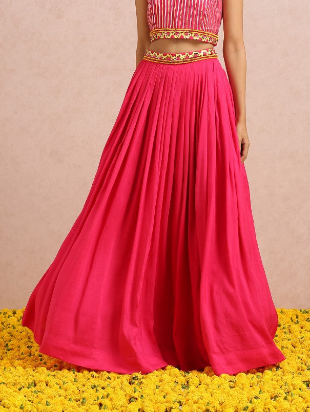 Rose Petals Striped Pleated Lehenga Choli for Girls 0-5 YRS - VJV Now -  India